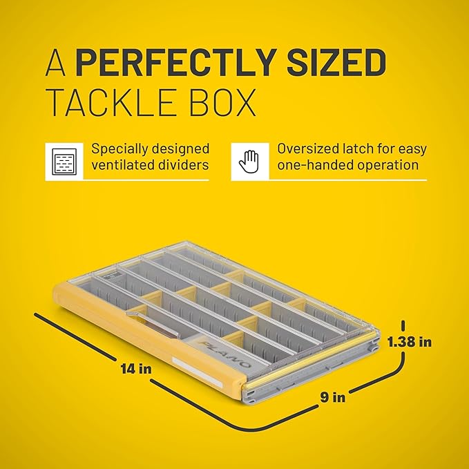 Plano EDGE 3700 Premium Thin Tackle Utility Box, Clear and Yellow, Waterproof and Rust-Resistant Bait and Tackle Box Storage Organization