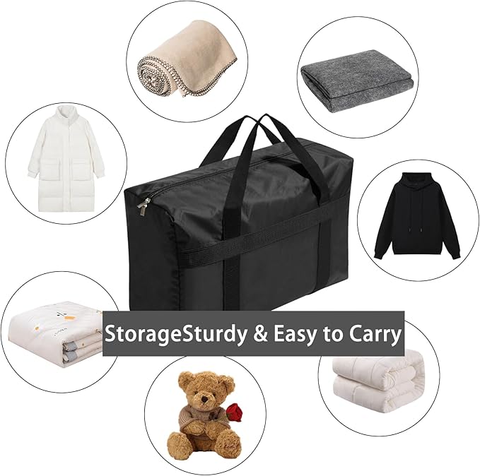 Extra Large Moving Bags with Strong Zippers, Storage Bags with Carrying Handles, Duffle Bag Packing Bags for Moving, Storage, Travel and Camping, Storagebag Totes for Space Saving