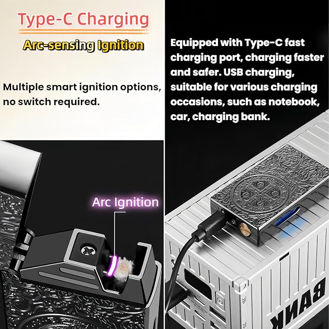 Smart Kerosene Lighter - 4 Ignition Modes (Voice/Gravity/Airflow/Tap), Loud Click & Soft Flame, USB-C Rechargeable and Refillable Lighters with Visible Fuel Window (No Fuel Included)