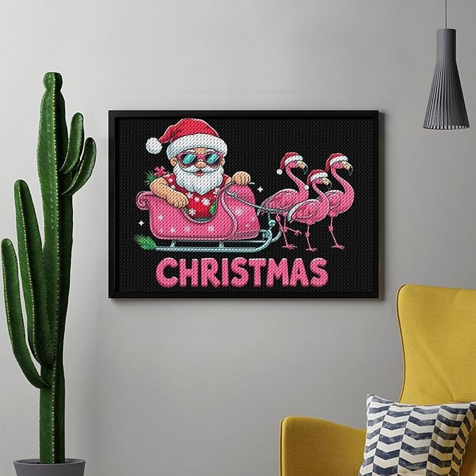 AIVKIEJK Diamond Painting Kits for Adults - Christmas Santa Flamingo Xmas Painting DIY 5D Full Drill Diamond Dots Paintings with Diamonds Gem Art and Crafts Home Decor 8"x12"