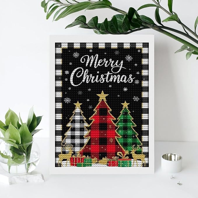 AIVKIEJK Diamond Painting Kits for Adults - Merry Christmas Tree Holiday Painting DIY 5D Full Drill Diamond Dots Paintings with Diamonds Gem Art and Crafts Home Decor 12"x16"