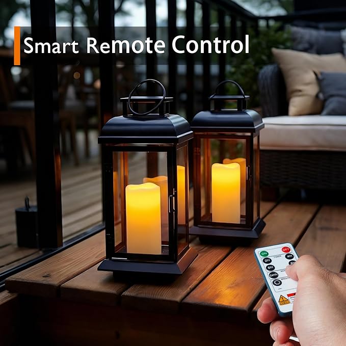 Homemory 3"x6" Flameless Candles, Outdoor Waterproof, Battery Operated LED Pillar Candles with Remote Control and Timer, Plastic, Long Lasting