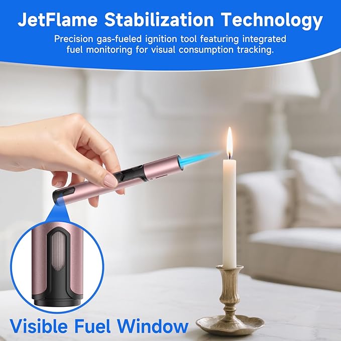 Torch Lighters Butane Lighter 2 Pack Windproof Adjustable Jet Flame Torch Lighter, Butane Refillable Gas Torch Lighter for Candles Grill BBQ Fireplaces Camping (Rose/Black)
