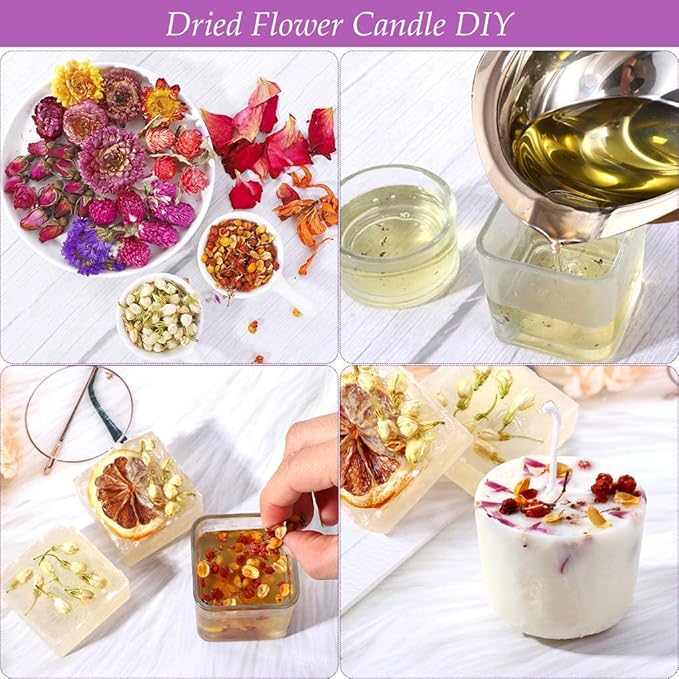 LAVEVE Dried Flowers, 40 Bags 100% Natural Dry Flower Herbs Kit for Soap, DIY Candle, Bath, Resin Jewelry Making Include Lavender, Don't Forget Me, Lily, Rose Petals, Jasmine and More