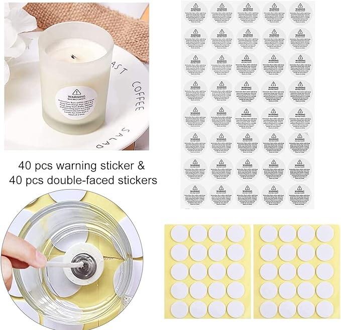 230 PCS Wooden Candle Wicks for Candle Making 0.5mm Natural Candle Wood Wicks Wick Stickers Wick Clips Candle Cores kit for DIY Candle Making Craft