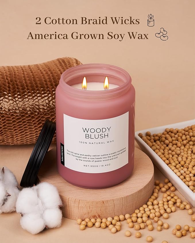 M&SENSE Large Rose Oud Soy Candles, 19.4oz Natural Soy Wax, 110-Hour Long Lasting Slow Burning, Scented Candles Non Toxic, Romantic Floral Smelling for Mom, Aromatherapy Gifts for Relaxing Spa