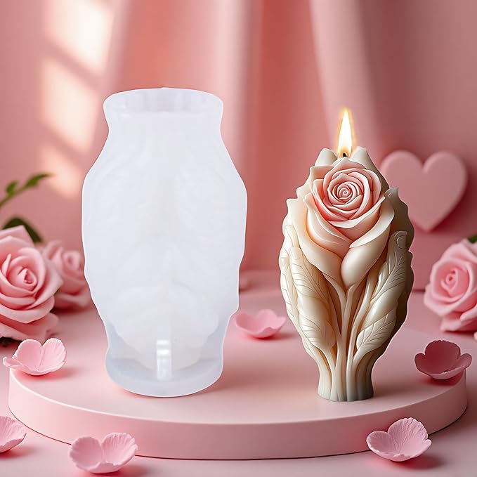 Rose Flower Tulip Succulent Cylinder Molds Silicone Wave Spiral Candle Mold - Silicone Resin Casting Molds for Candle & Resin & Soap Craft Supplies