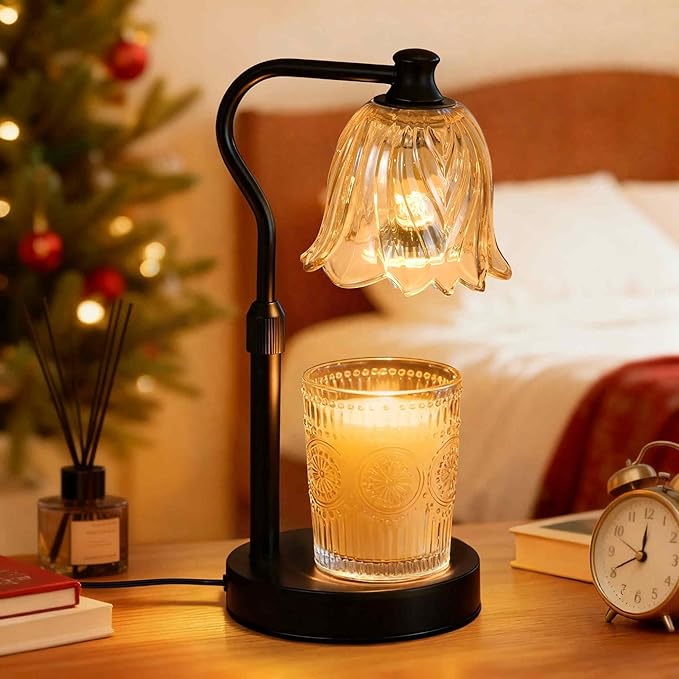 Candle Warmer Lamp with Timer and Dimmer, Adjustable Height Candle Warmer with 2 Bulbs for Living Room Bedroom Home Room Decor, Gift for Women, Metal Base