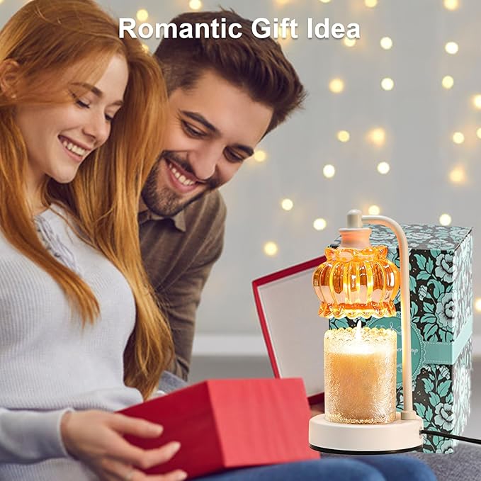 TOFUNTOY Candle Warmer Lamp with Timer, Dimmable Candle Lamp Wax Melt Warmer with 2 Bulbs, Electric Candle Warmer Light for Bedroom Living Room Birthday Christmas Gifts for Women Mom
