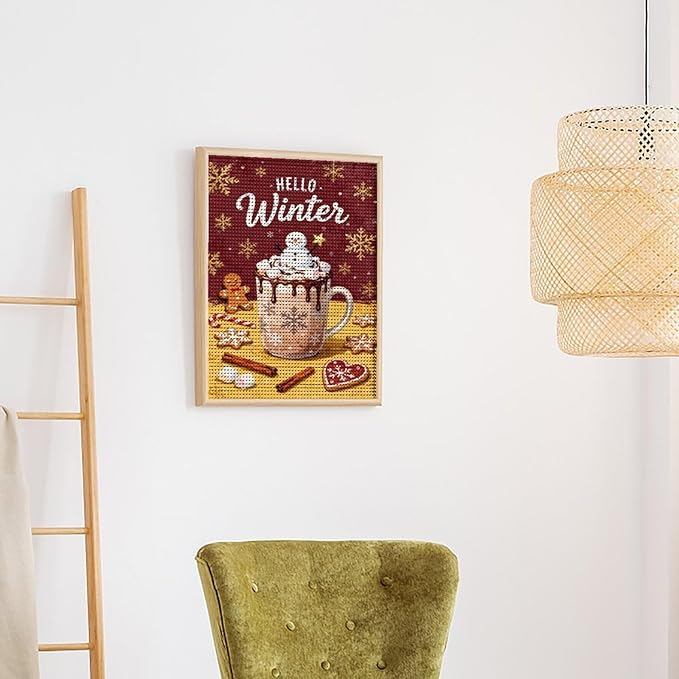 Diamond Painting Kits for Adults - Hello Winter Ice Cream & Gingerbread Snowflakes & Candles Painting DIY 5D Full Drill Diamond Dots Paintings with Diamonds Gem Art And Crafts Home Decor 16"x20"
