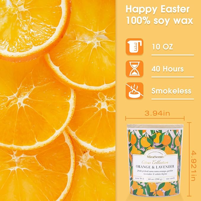 Citrus Candle,Orange & Lavender Scented Candles,Summer Candles for Home & Kitchen,Soy Wax Scented Candle,10oz