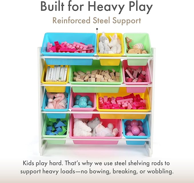 Humble Crew Kids' Toy Storage Organizer, White/Pastel (WO560P)
