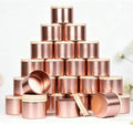 Hiztghc 24-Pack 8oz Cylinder Candle Tins with Wood-Grain Lids Multi-Purpose Containers for Storage,Aromatherapy Candle Making, Small Plants, Holiday Gifts & Arts & Crafts (Rose Gold)