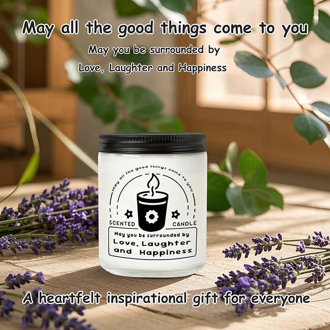 Scented Candles, Lavender Eucalyptus Candles for Home Scented, 7oz Soy Wax Aromatherapy Candle, Calming Candle, Birthday Gifts for Women & Men (May All the Good Things Come to You, Black)