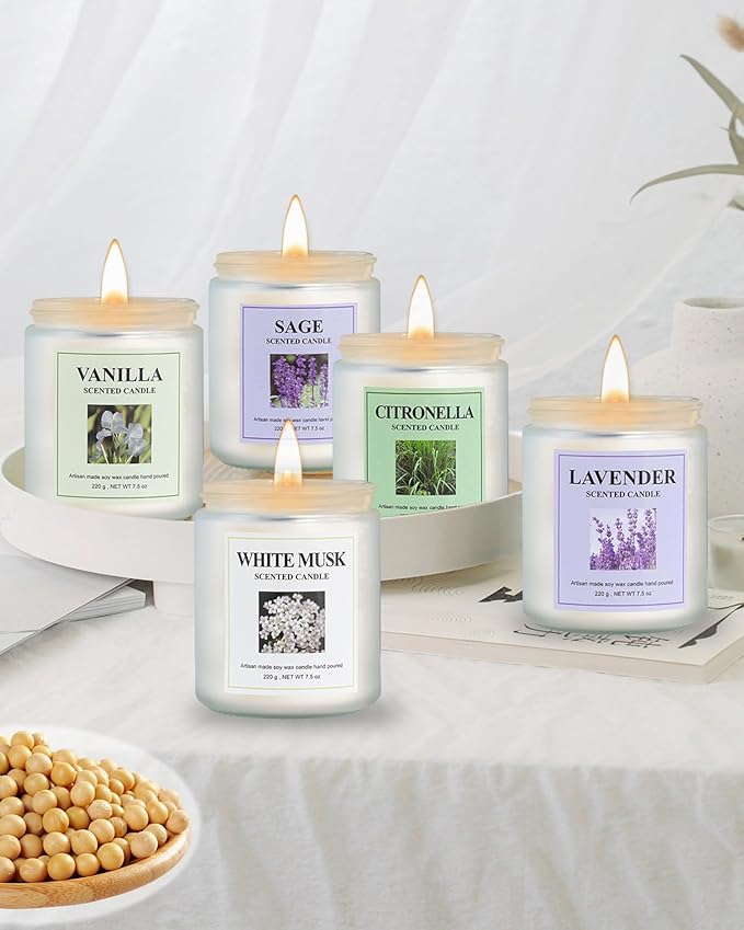 4 Pack Vanilla Candle Set, 30 oz 200 Hour Home Aromatherapy Jar Candles, Long Lasting Aromatherapy Candles for Bedrooms Yoga Rooms Lounges Gardens Patios Balconies and Camping