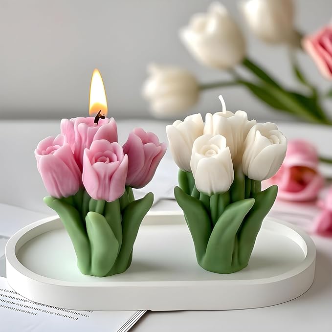 Tulip Candle Silicone Molds Resin Casting Mould for for DIY Flower Candles Polymer Clay Craft Plaster Home Decoration