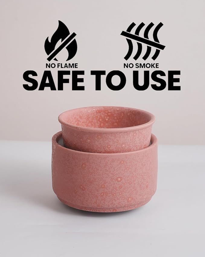 Ceramic Electric Wax Melt Warmer & Cube Oil Melter Cute Small Warmers Aromatherapy for Home Decorative Burner Melts Scented Candle Tart Scent Warm Fragrance (Pink Style)