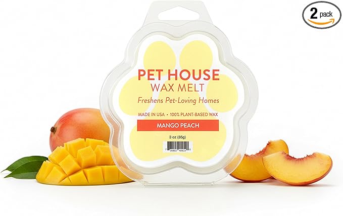 Pet House Mango Peach Scented Wax Melts - Long-Lasting Plant Based/Soy Wax Melts for Pet Odor Pack of 2