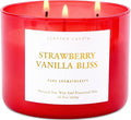 Strawberry Vanilla Bliss 3-Wick Soy Scented Candle 15.8 oz | Large Berry Vanilla Candle for Home | Relaxing Aromatherapy Stress Relief Candle | Long-Lasting, Clean Burning Candles Gift for Women & Men
