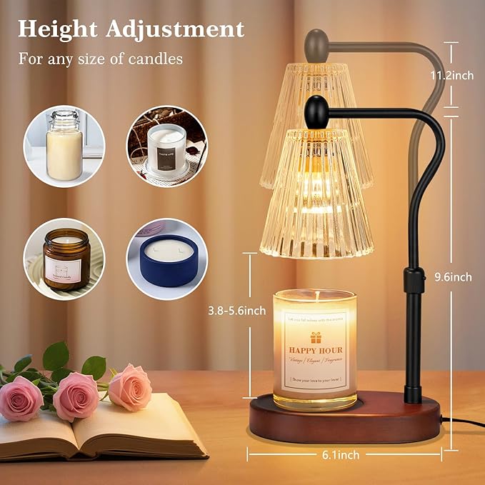 Candle Warmer Lamp, with Timer and Dimmer, Adjustable Height, Christmas Birthday Gifts for Women Mom, House Warming Gifts, Home Decor, Thanksgiving Decorations,Wax Warmer for Scented Jar Candles