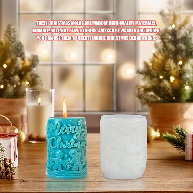 Elk Candle Moulds for Candle Making, Deer Pattern Pillar Candle Mold, Christmas Reindeer Silicone Mold for Soy Wax Candle, Aromatherapy Candle, Gypsum, Plaster, Home Decor (Snowman Molds)