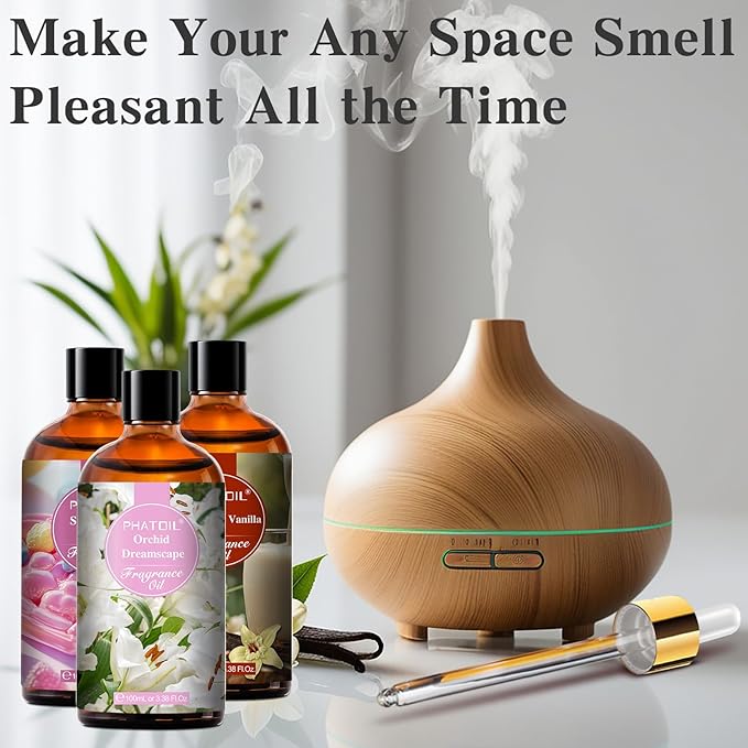 PHATOIL Charming Oasis Fragrance Oils for Aromatherapy, 3.38FL.OZ Diffuser Oils for Home, Perfect for Aromatherapy, Humidifiers, Yoga, DIY Candle and Soap Making - 100ml