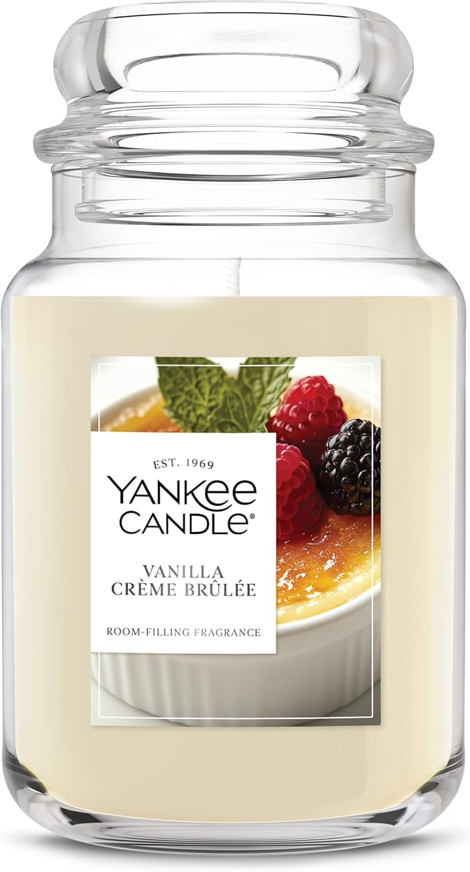Yankee Candle Vanilla Crème Brûlée, Scented Candle, 22oz Large Jar with up to 150 Hour Burn Time, Giftable