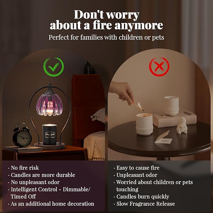 GOODBUY Candle Warmer Lamp, Dimmable Candle Warmer with Timer, Vintage Candles Wax Warmers for Jar Candles Birthday Gifts for Women, Mom, Home Decor for Bedroom Living Room, Purple Black