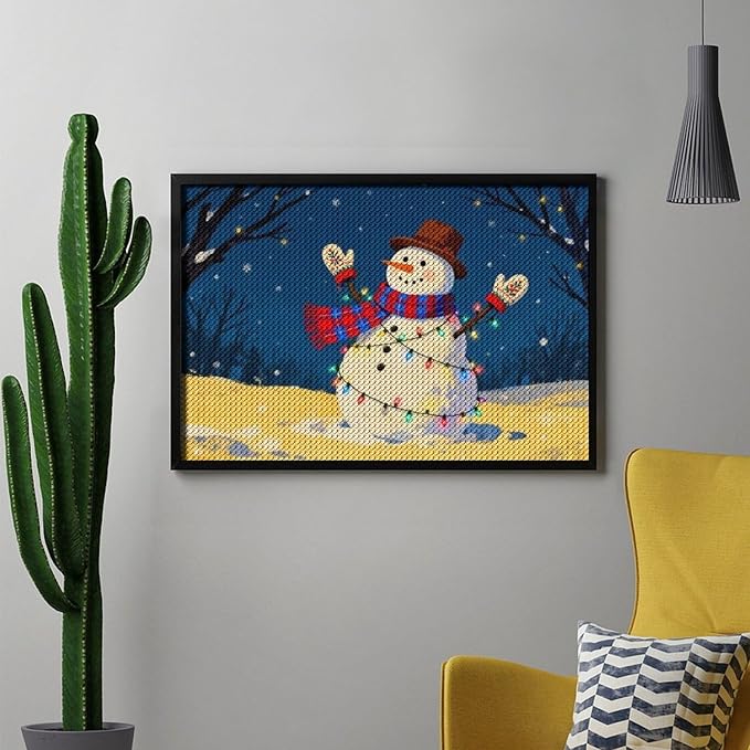 AIVKIEJK Diamond Painting Kits for Adults - Christmas Winter Snowman & Twinkling Painting DIY 5D Full Drill Diamond Dots Paintings with Diamonds Gem Art and Crafts Home Decor 8"x12"