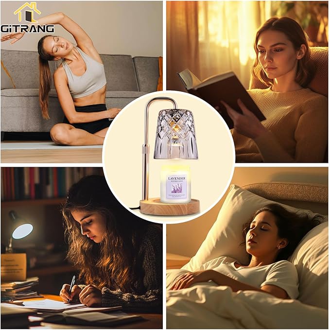 Candle Warming Lamp with Timer Dimmer,House Warming Gifts New Home Decor, Birthday Gifts for Women Mom,Height Adjustable Wax Melts Warmer for Jar Candles with 3 Bulbs Decor Lamp