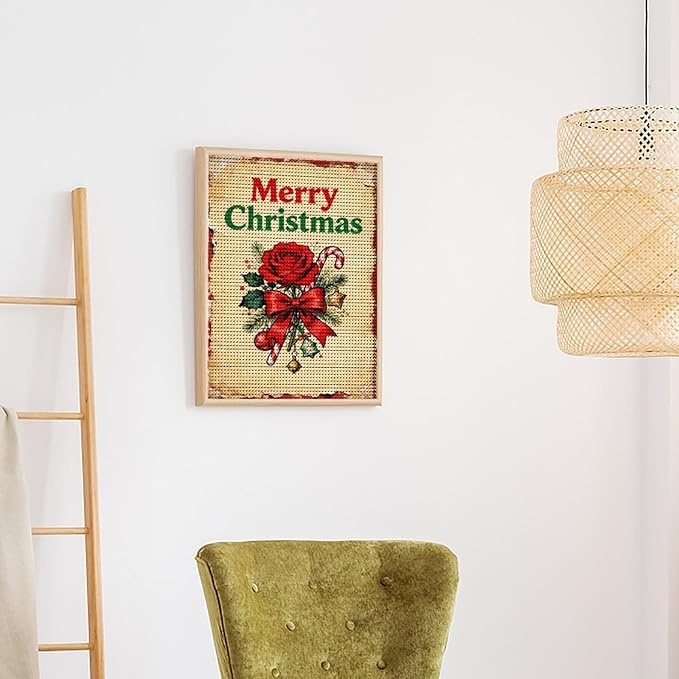 AIVKIEJK Diamond Painting Kits for Adults - Merry Christmas Santa, Holly & Vintage Painting DIY 5D Full Drill Diamond Dots Paintings with Diamonds Gem Art and Crafts Home Decor 16"x20"
