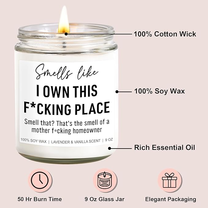 Funny Scented Candle, House Warming Gifts New Home, Housewarming Gifts for Women, Men, Couple, New Homeowner - First Apartment Essentials - Closing Presents for Home Buyers - 9 oz