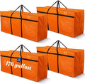 4 Pcs 176 Gallon Extra Large Moving Bags Heavy Duty Storage Bag with Strong Zipper Handle Foldable XXL Jumbo Storage Tote Packing Moving Box for College Dorm Travel Cloth Duffle (Orange)