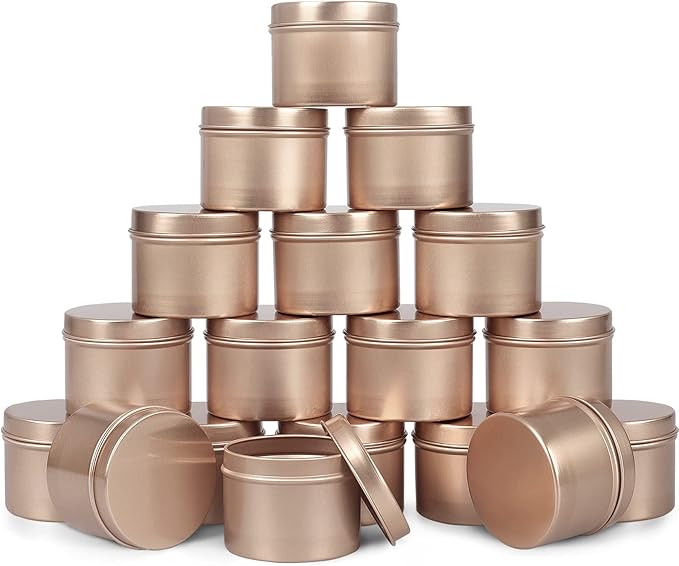 DINGPAI Candle Tin 18 Pcs, 4oz Candle Containers, Candle Jars for DIY Candle Making, Light Gold Color, Arts & Crafts, Storage and Holiday Gifts