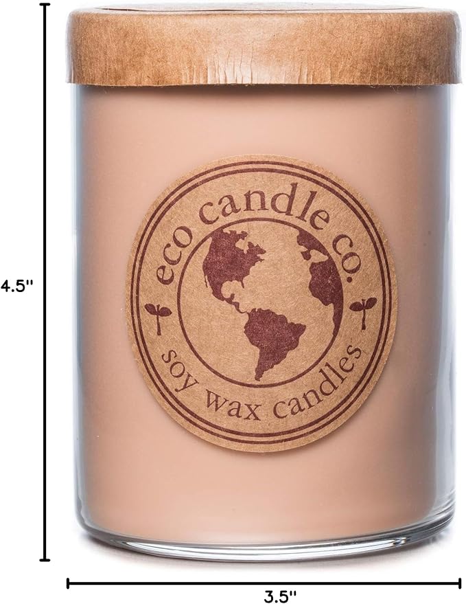 ECO CANDLE CO. Recycled Candle, Homesick, 18 oz. Double Wick - Scents of Apples, Sugar, Butter, & Spices - 100% Soy Wax, No Lead, Kraft Paper Label & Lid, Hand Poured, Midwest Grown Soybeans