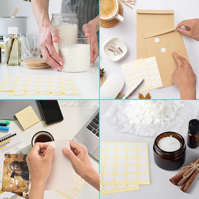 1200PCS Candle Wicks for Candle Making, Candle Wick Stickers, Heat Resistance Double-Sided Stickers with The Little ”Tail “, Stickers for Candle Making