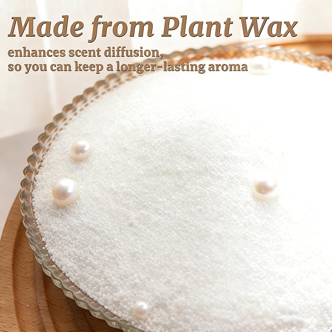 Pearled Sand Candles with Wicks 18 Oz-Refillable Citrus&Lavender Scented Natural Pearled Candle Sand Wax Pearl Candle Powder Beads-Non Toxic Luxury Long Lasting 120 Hours DIY Candles Making Kit White