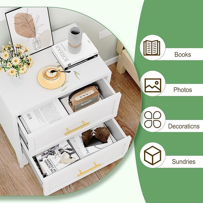 Ckzbx Metal Dresser Narrow Dresser for Bedroom Chest, 35.43" H Drawer Chest, Closet Dressers & Chests of Drawers for Living Room, Hallway (3 Drawers White 24inch Wide)