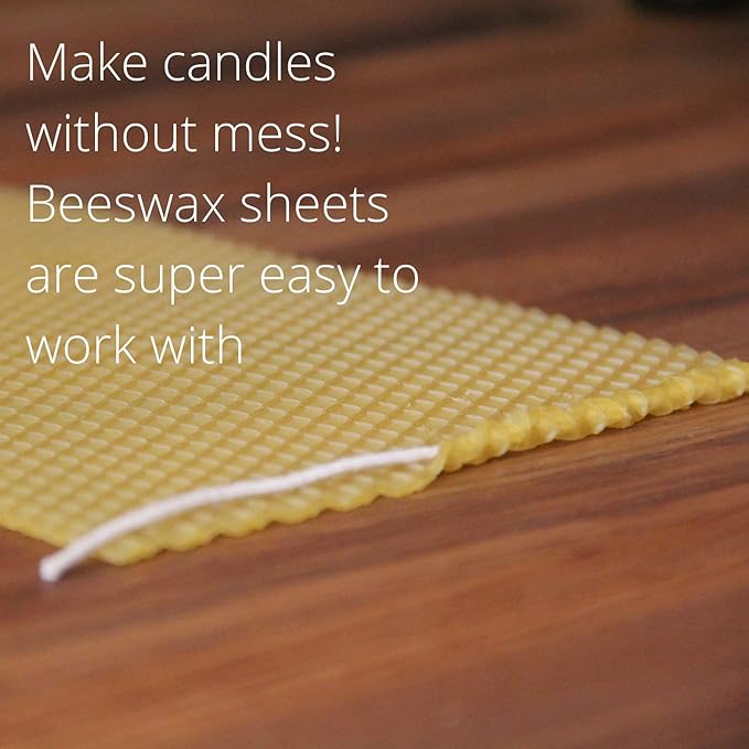 CraftersAvenue Beeswax Candle Making Kit - 16 Beeswax Sheets for Candle Making - Size 5 x 8 in - Make Your Own Rolled Candle - Candle Making Supplies - Yellow