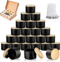MGLIFEUL Candle Tins Jars Container Vessels for Making 4 8 Oz Black Empty Candle Tins Can Gift Box Packaging Plate with Lids Wax Container Bulk Making DIY Candle Supplies Accessories(Black,8oz,12pcs)