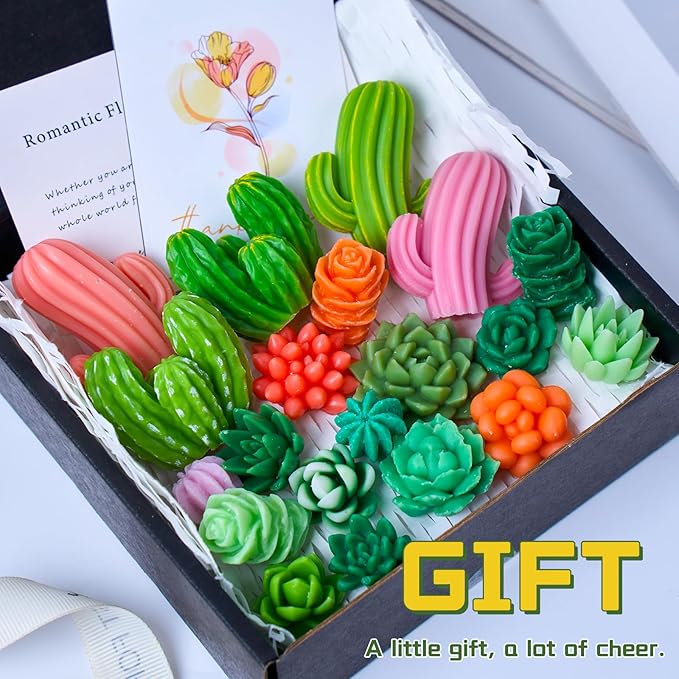 Succulent Silicone Mold 9 Cavities Plants Candle Molds and 4 pcs 3D Succulent Cactus Candle Molds Resin Casting Silicone Molds for Home Decor