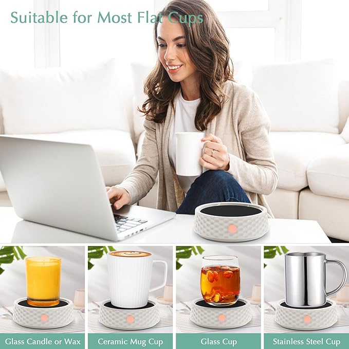 Electric Large Candle Warmer Plate - Ceramic Candle Wax Warmers Timer Adjust Fragrance Intensity Auto Shut Off for Home Office, Aromatherapy Fragrance and Heating Beverage, Milk, Tea, Hot Chocolate