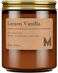 M&SENSE Lemon Vanilla Scented Christmas Candle Gift, Aromatherapy Candle Set for Women, Soy Wax Candles Home Scented, Long Lasting Amber Jar Candles Gift for Christmas, Thanksgiving, Holiday