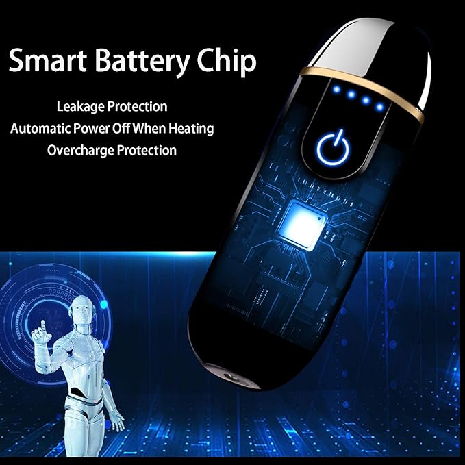 Electric Lighter, Smart USB Rechargeable, Mini Touch Ignition Windproof Flameless Plasma Lighter with Battery Indicator for Men Father Gifts (Blue)