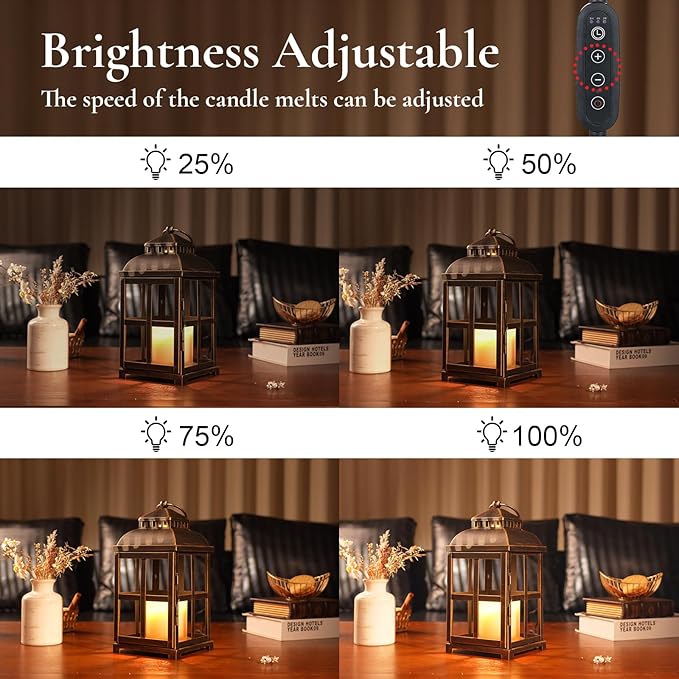 Candle Warmer Lamp with Timer: 11" Farmhouse Large Candle Warmer Lantern for 3 Wick Jar Candles Black Rustic Home Decor Electric Dimmable Wax Melter