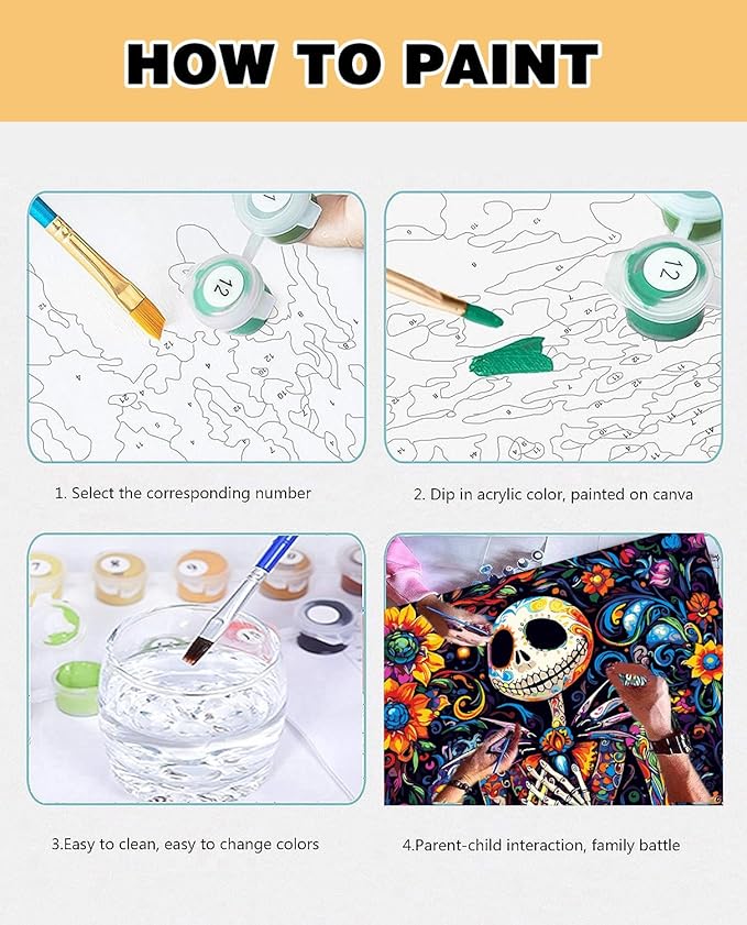 Meothan Jack Paint by Numbers Kits for Adults Beginners-Halloween Paint by Number for Adult, Adults Easy Canvas Paint by Numbers for Home Decor and Gifts 16X12 inch Nightmare Before Christmas