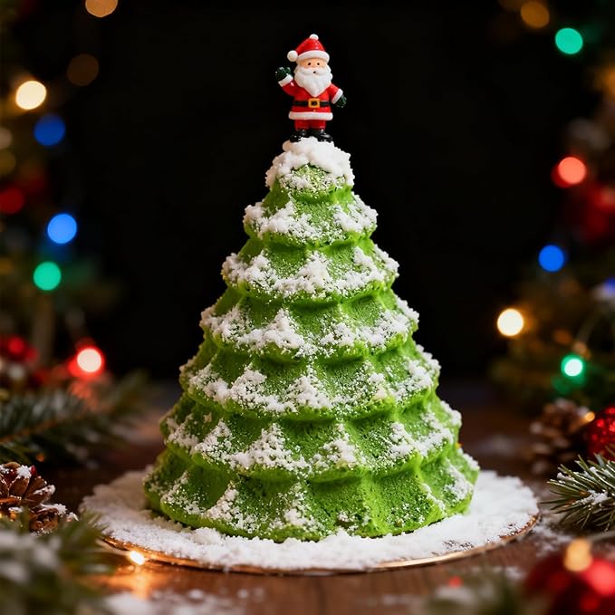 3D Christmas Tree Silicone Molds Large Christmas Molds Xmas Tree Pan Silicone Mold 8-Cavity Christmas Cake Mold for Mousse Cake Muffin Baking Jello Chocolate Ice Cube Soap Candle Lotion Bar Bath Bomb