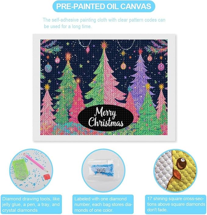 AIVKIEJK Diamond Painting Kits for Adults - Colorful Christmas Tree Painting DIY 5D Full Drill Diamond Dots Paintings with Diamonds Gem Art and Crafts Home Decor 12"x16"
