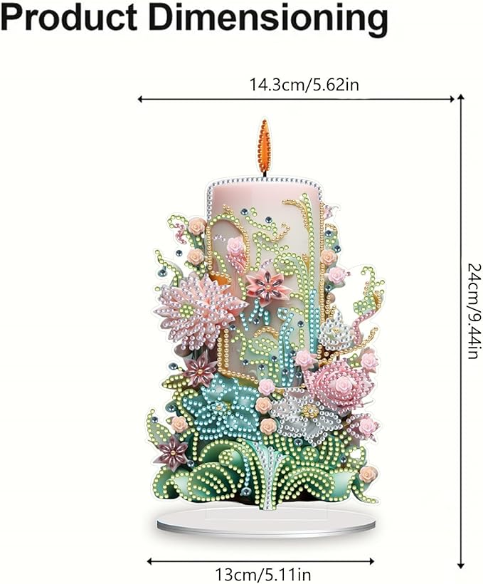 5D Diamond Art Candle Ornaments Kits, DIY Christmas Flower Candle Diamond Art Painting Desktop Ornament, Special Shaped Crystal Diamond Art Painting Tabletop Home Office Decor-2PCS-A