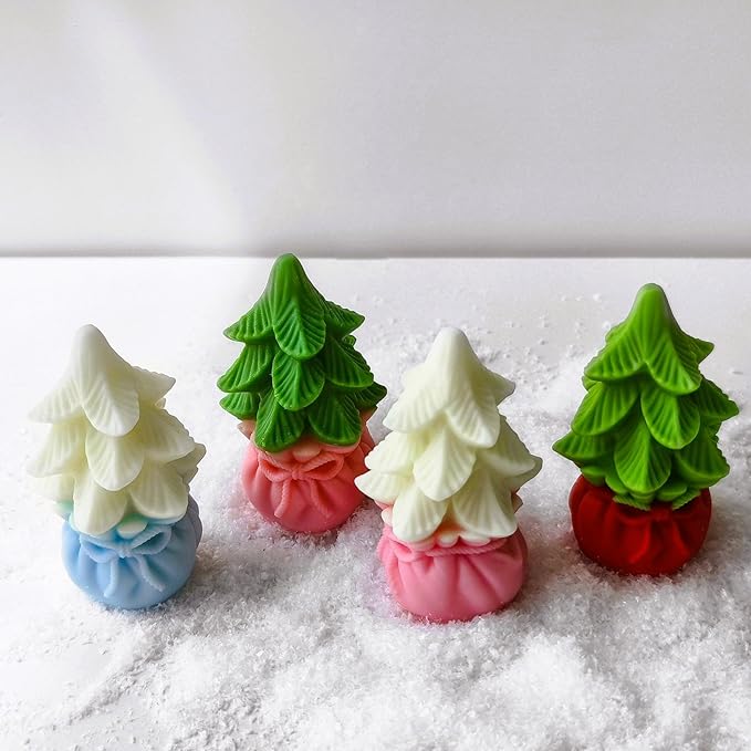 Christmas Tree Silicone Molds, Trees Candle Mold for Soap Soy Wax DIY Handcraft, Gift Bag Resin Molds Gift Wedding Party Home Dinner Festive Days Car Decoration